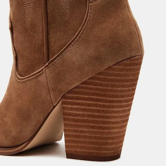 Steve Madden Lasso Pointed Toe Chunky Heel Knee-high Brown Cowboy Boots 8 - Picture 7 of 15